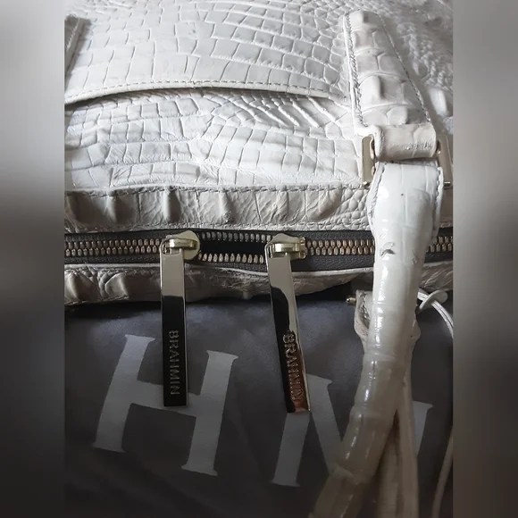 BRAHMIN HUDSON CREAM/GRAY SATCHEL - Picture 5 of 13